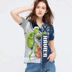 Personalized Funny Christmas The Grinch Xavier Musketeers Musketeers NCAA I Hate Morning People Polo Shirt - Bluefink -CozyHomeStore Personalized Funny Christmas The Grinch Xavier Musketeers Musketeers NCAA I Hate Morning People Polo Shirt 2