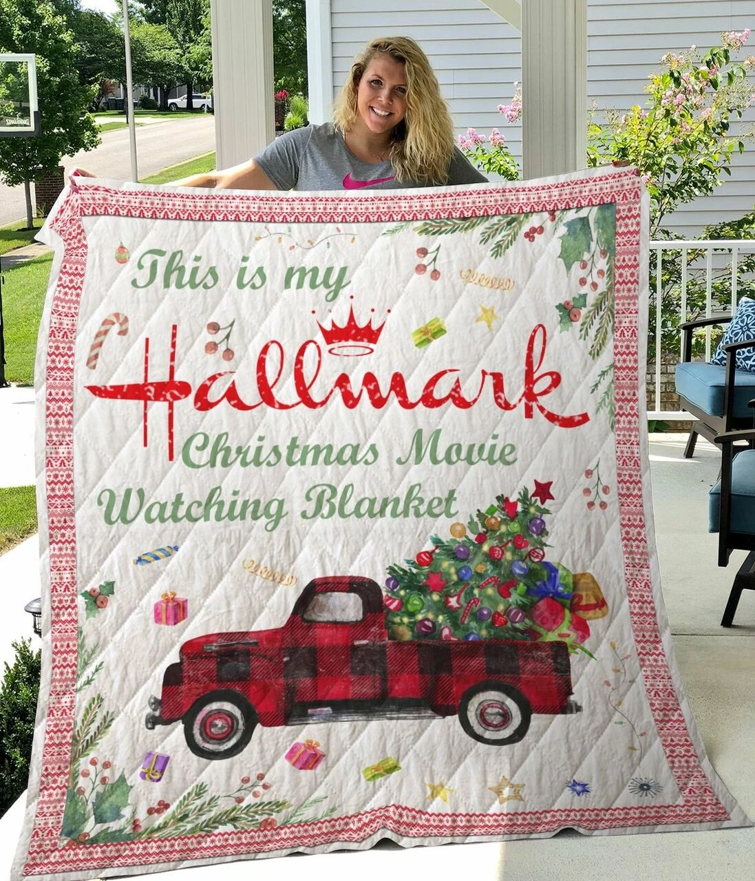 Personalized Hallmark Christmas Quilt Blanket Bedding Set For Home Decoration And Gifts For Family - Bluefink 3 Personalized Hallmark Christmas Quilt Blanket Bedding Set For Home Decoration And Gifts For Family - Bluefink