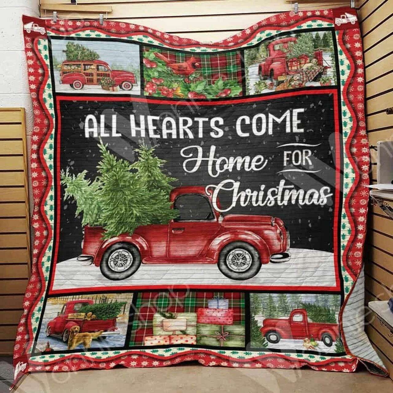 Personalized Red Truck Christmas Quilt Bedding Set - Great For Bedroom Decor And Family Gifts - Bluefink 3 Personalized Red Truck Christmas Quilt Bedding Set - Great For Bedroom Decor And Family Gifts - Bluefink