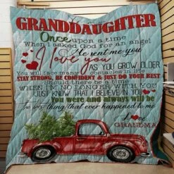 Personalized Red Truck Christmas To My Granddaughter From Grandma Once Upon A Time Quilt Bedding Set Blanket - Bluefink