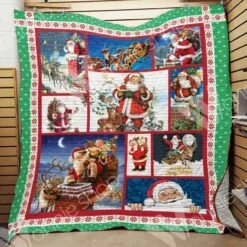 Personalized Santa Christmas Quilt Bedding Set Blanket For Family Gifts - Bluefink