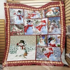 Personalized Snowman Christmas Quilt Bedding Set Blanket For Home Decoration, Perfect For Bedroom Decor And Family Gifts - Bluefink