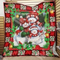 Personalized Snowman Christmas Quilt Blanket Bedding Set For Home Decoration, Perfect For Bedroom Decor And Family Gifts - Bluefink
