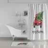 Red Truck Decor, Christmas Shower Curtain, Holiday Bathroom Decor - Bluefink -CozyHomeStore Red Truck Decor Christmas Shower Curtain Holiday Bathroom Decor 0