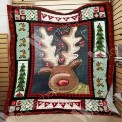 Reindeer Christmas Personalized Quilt Bedding Set, Great For Bedroom Decor And Family Gifts - Bluefink
