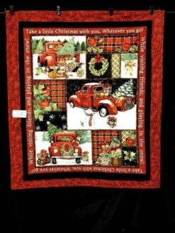 Retro Car Christmas Quilt Bedding Set With Custom Name, Great For Home Decoration And Family Gifts - Bluefink