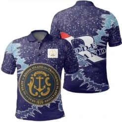 Rhode Island Christmas Coat Of Arms Polo Shirt X Style - Bluefink