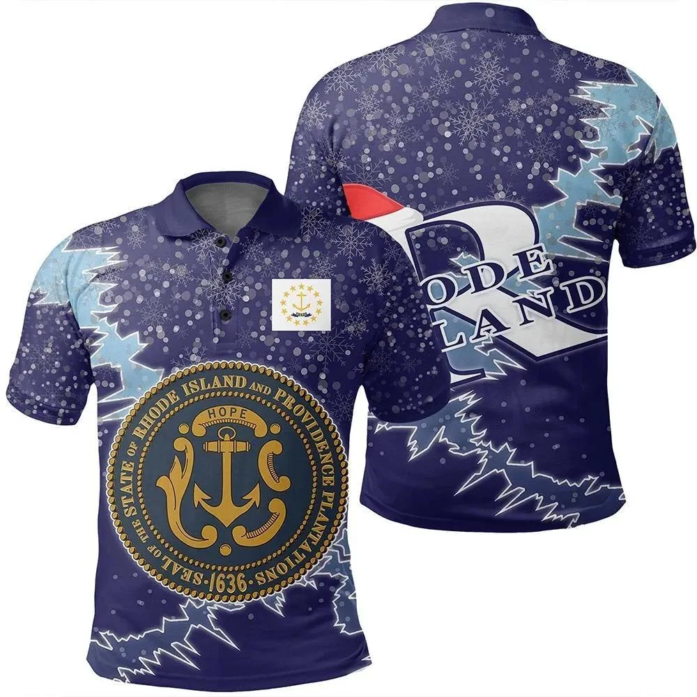 Rhode Island Christmas Coat Of Arms Polo Shirt X Style - Bluefink 3 Rhode Island Christmas Coat Of Arms Polo Shirt X Style - Bluefink