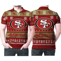 San Francisco 49Ers Logo Nfl Ugly Christmas 3D Printed Gift For San Francisco 49Ers Niners Fan Polo Shirt - Bluefink