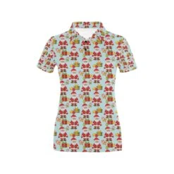 Santa Christmas Themed Print Design Women's Polo Shirt 3D Polo Shirt A4 - Bluefink