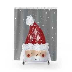 Santa Claus Shower Curtain Merry Christmas Holiday - Bluefink