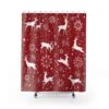 Shower Curtain Merry Christmas Holiday Reindeer Deer - Bluefink -CozyHomeStore Shower Curtain Merry Christmas Holiday Reindeer Deer 0