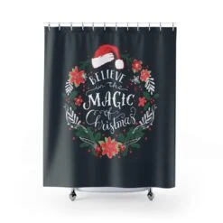 Shower Curtain Merry Christmas Holiday Santa Xmas - Bluefink