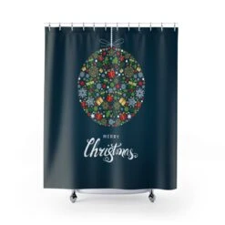 Shower Curtain Merry Christmas Ornament Holiday - Bluefink