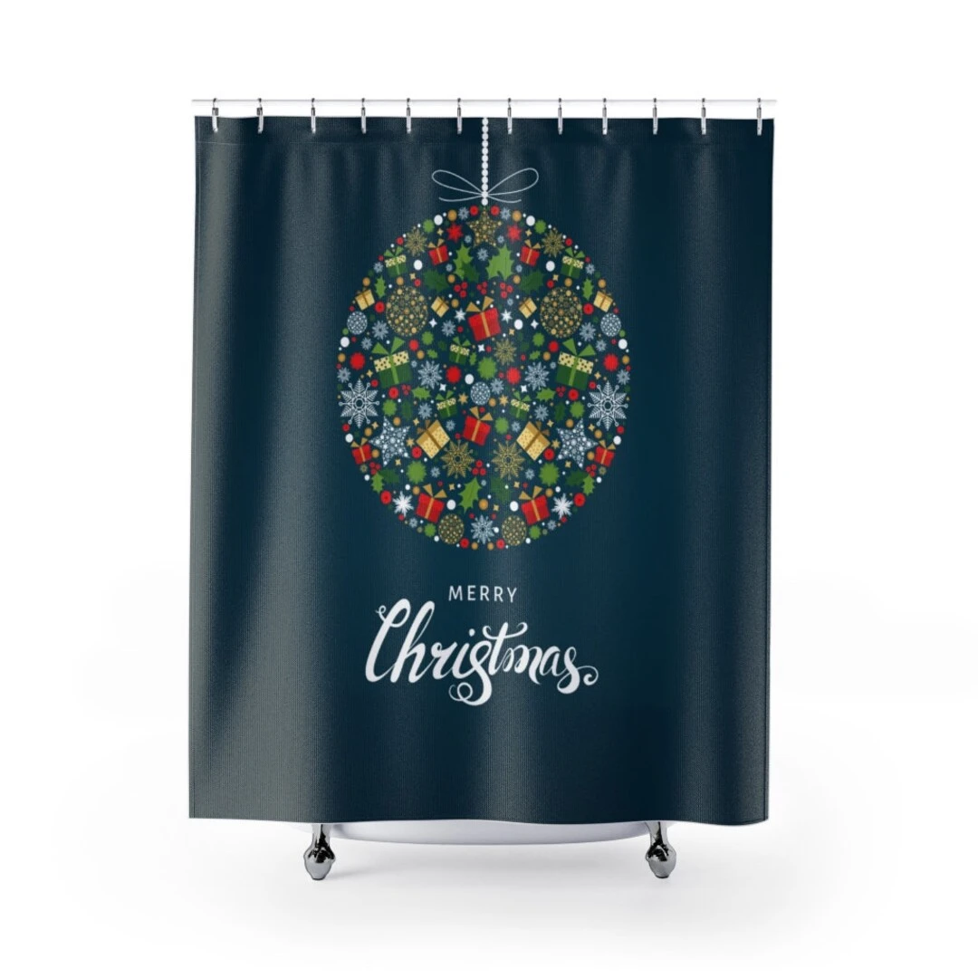 Shower Curtain Merry Christmas Ornament Holiday - Bluefink 3 Shower Curtain Merry Christmas Ornament Holiday - Bluefink