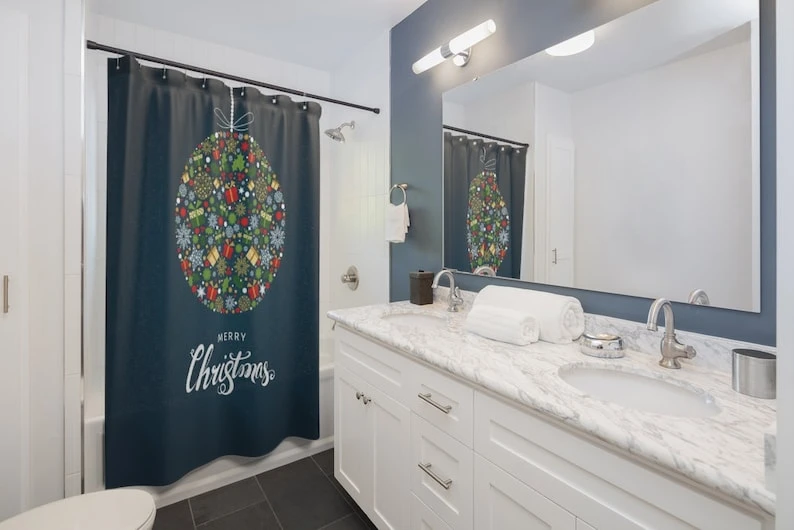 Shower Curtain Merry Christmas Ornament Holiday - Bluefink 4 Shower Curtain Merry Christmas Ornament Holiday - Bluefink - Image 2