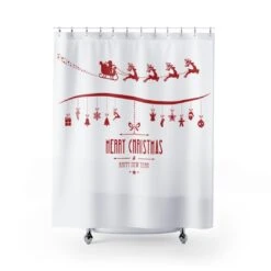 Shower Curtain Merry Christmas Santa Happy New Year For Bathroom Decor - Bluefink