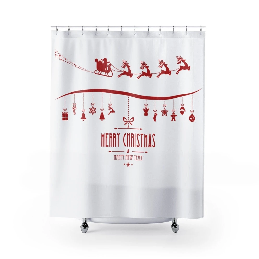 Shower Curtain Merry Christmas Santa Happy New Year For Bathroom Decor - Bluefink 3 Shower Curtain Merry Christmas Santa Happy New Year For Bathroom Decor - Bluefink