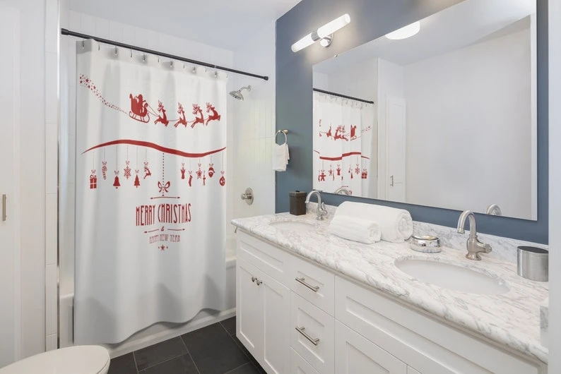 Shower Curtain Merry Christmas Santa Happy New Year For Bathroom Decor - Bluefink 4 Shower Curtain Merry Christmas Santa Happy New Year For Bathroom Decor - Bluefink - Image 2