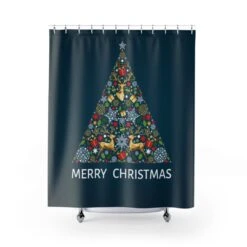 Shower Curtain Merry Christmas Tree Holiday - Bluefink