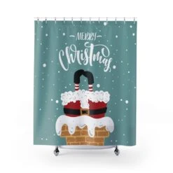Shower Curtain Santa Claus Merry Christmas Funny Gift - Bluefink