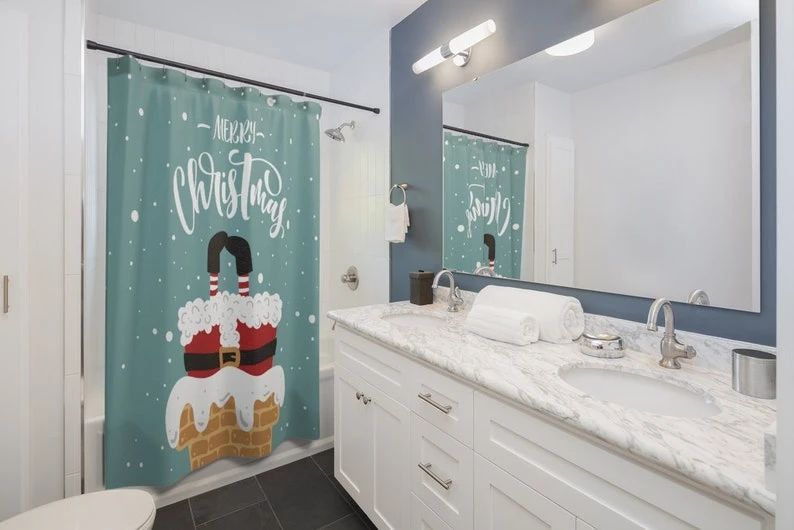 Shower Curtain Santa Claus Merry Christmas Funny Gift - Bluefink 4 Shower Curtain Santa Claus Merry Christmas Funny Gift - Bluefink - Image 2