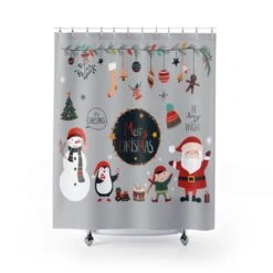 Shower Curtain Santa Claus Merry Christmas Holiday For Bathroom - Bluefink