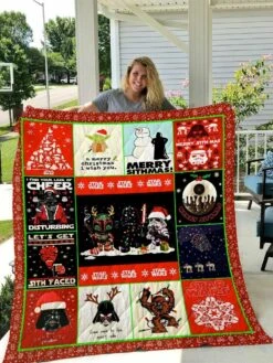 Star Wars Christmas Quilt Bedding Set Blanket - Perfect For Family Gifts And Bedroom Decor - Bluefink