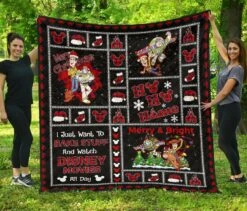 Toy Story Woody And Buzz Lightyear Christmas Theme Quilt Bedding Set Bedroom Decor, Gifts For Family - Bluefink